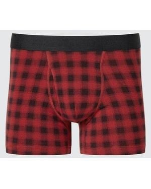 Uniqlo Cotton Boxer Briefs (Checked) - Red