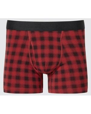 Uniqlo Cotton Boxer Briefs (Checked) - Red