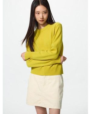 Uniqlo Jersey 100% Lana Cuello Redondo - Amarillo
