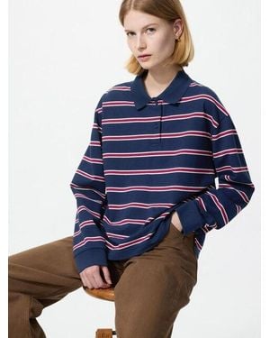 Uniqlo Poloshirt (Gestreift, Langarm) - Blau