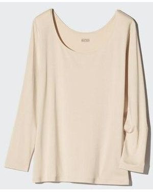 Uniqlo Heattech Scoop Neck T-Shirt (Long Sleeve) - Natural