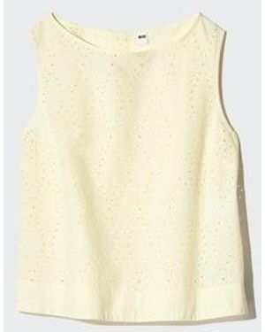 Uniqlo Embroidered Blouse (Sleeveless) - White