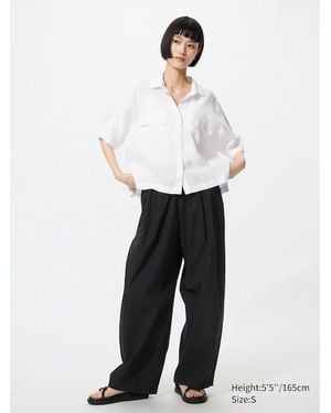 Uniqlo Pantalón Confort Algodón Ancho - Blanco