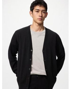 Uniqlo 100% Merino V Neck Cardigan - Black