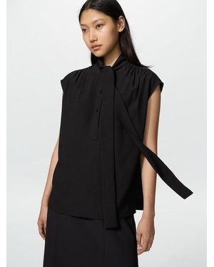 Uniqlo Bow Tie Blouse (Sleeveless) - Black
