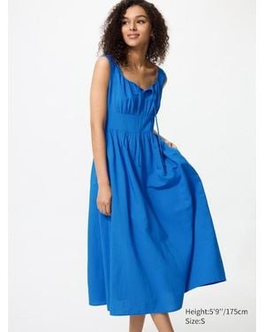 Uniqlo Linen Blend Mini Dress (Sleeveless) in Blue | Lyst UK