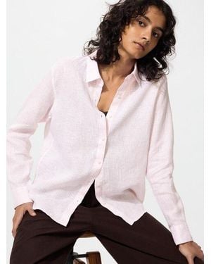 Uniqlo 100% Premium Linen Shirt (Striped) - Pink