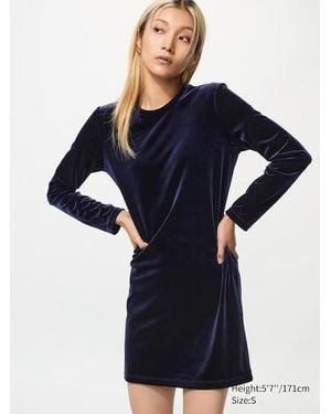 Uniqlo Velours Kleid (Soft) - Blau