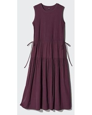 Uniqlo Vestido Combinado Sin Mangas - Morado