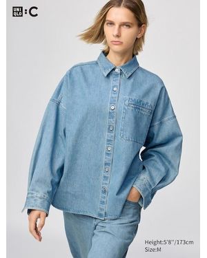 Uniqlo Denim Relaxed Shirt Jacket - Blue