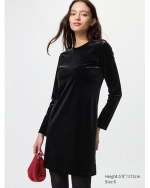 Uniqlo Velours Kleid (Soft) - Schwarz
