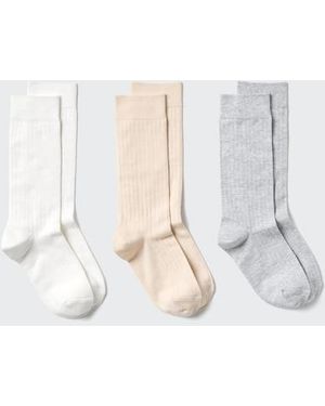 Uniqlo Socks (Ribbed, 3 Pairs) - White