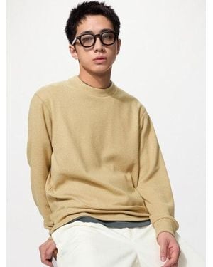 Uniqlo Strickfleece Langarmshirt (Soft, Rundhals) - Natur