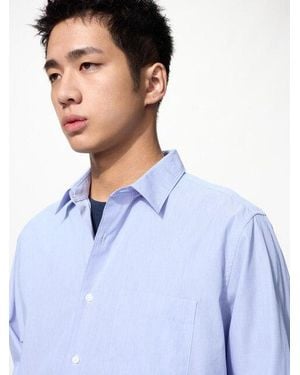 Uniqlo Broadcloth Regular Fit Shirt (Regular Collar, Hairline) - Blue
