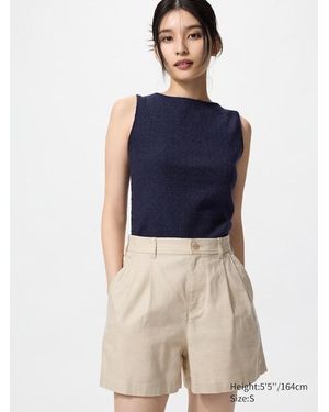 Uniqlo Canotta Arricciata Scollo A Barchetta - Blu