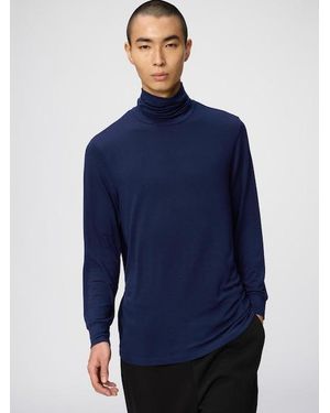 Uniqlo Heattech Extra Warm Cashmere Blend Turtleneck T-Shirt (Long Sleeve) - Blue