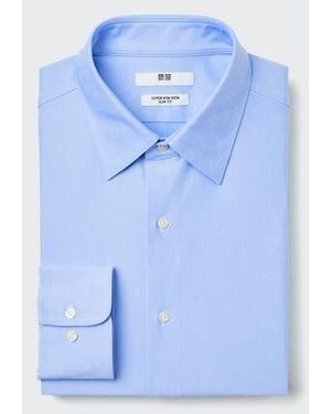 Uniqlo Super Non Iron Slim Fit Jersey Shirt (Regular Collar) - Blue