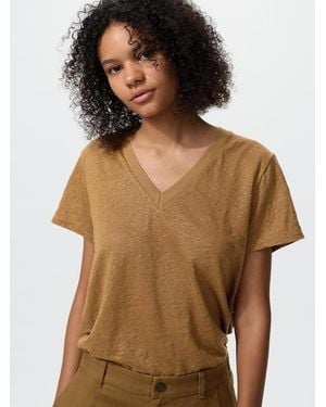 Uniqlo Linen V Neck T-Shirt - White