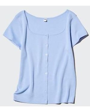 Uniqlo Round Neck Cardigan (Short Sleeve) - Blue