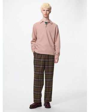 Uniqlo Easy 7/8 Hose (Flanell, Kariert) - Pink