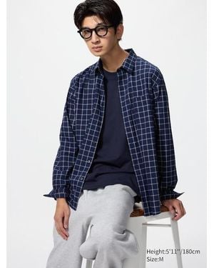Uniqlo Broadcloth Regular Fit Shirt (Regular Collar, Check) - Blue