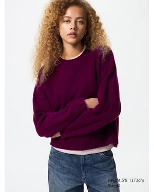 Uniqlo Soufflé Yarn Crew Neck Jumper - Purple