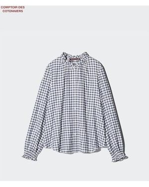 Uniqlo Camisa Cuello Fruncido - Blanco