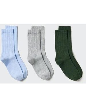 Uniqlo Socks (Ribbed, 3 Pairs) - Blue