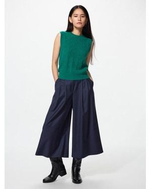 Uniqlo Pantalón Culotte Lana Mezcla - Azul
