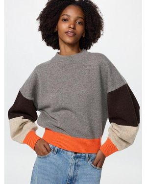 Uniqlo 100 Lammwolle Pullover (Colourblock) - Grau