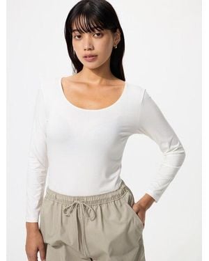 Uniqlo Heattech Scoop Neck T-Shirt (Long Sleeve) - White