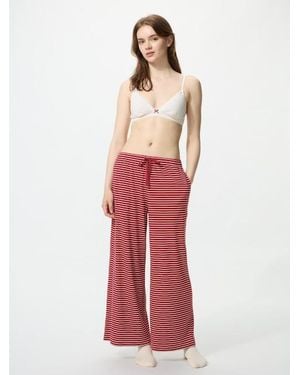 Uniqlo Ribbed Wide Easy Trousers (Striped) - Red