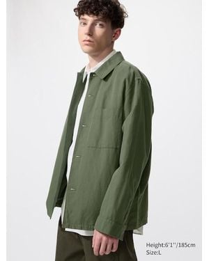 Uniqlo Cotton Linen Blend Shirt Jacket - Green