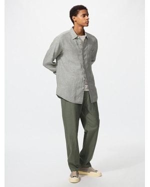 Uniqlo Linen Blend Relaxed Trousers - Grey