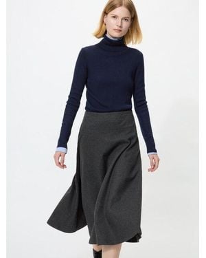Uniqlo 100% Merino Ribbed Turtleneck Jumper - Blue