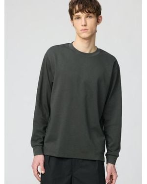 Uniqlo Airism Cotton Crew Neck T-Shirt (Long Sleeve) - Grey