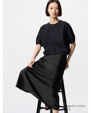Uniqlo Blusa Tessuto Increspato - Nero