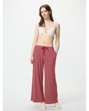 Uniqlo Ribbed Wide Easy Trousers (Striped) - Red