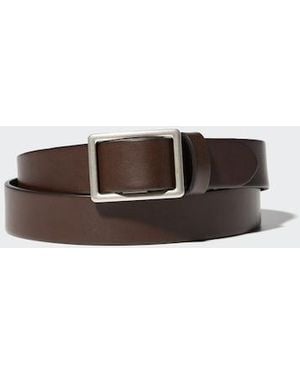 Uniqlo Italian Leather Slide Buckle Belt - Brown
