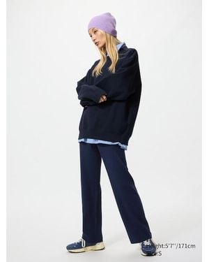 Uniqlo Pantalón Punto Canalé (Largo, Lavable A Máquina) - Azul