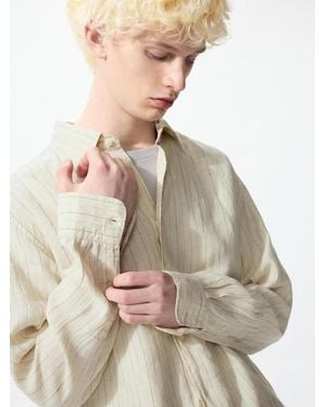 Uniqlo 100% Premium Linen Shirt (Striped) - Natural