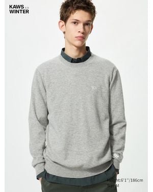 Uniqlo Kaws Winter 100 Kaschmir Pullover (Rundhals) - Grau