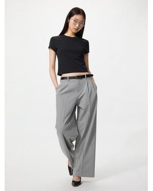 Uniqlo Smart Pleated Wide Trousers (Longer) - Grey