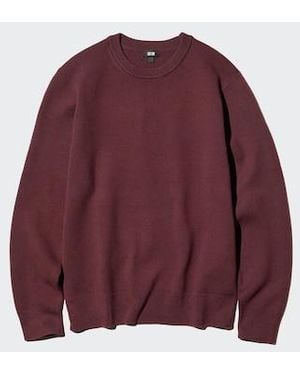 Uniqlo Maglione Maglia Strutturata A Coste Girocollo - Rosso