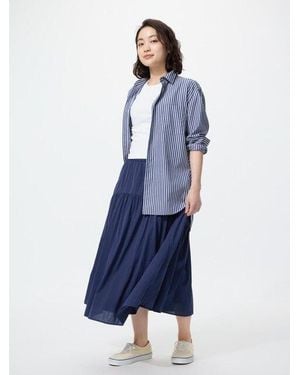 Uniqlo Falda Nailon Fruncida - Azul