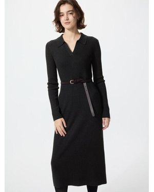 Uniqlo Vestido Punto Cuello Polo - Negro