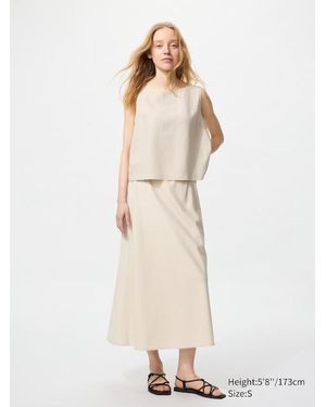 Uniqlo Gonna Misto Lino - Neutro