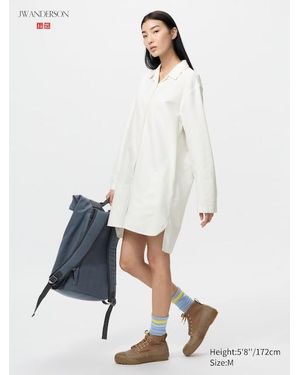 Uniqlo Open Collar Oxford Shirt Dress - White
