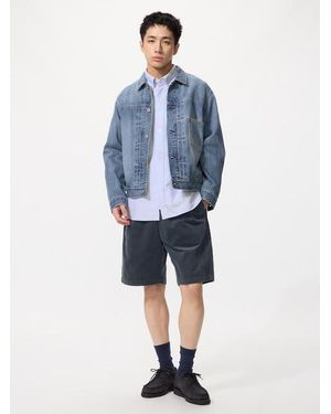 Uniqlo Pantalón Corto Confort Elástico Pana - Azul