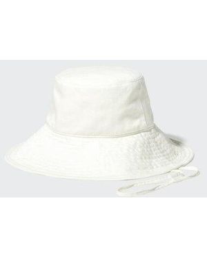 Uniqlo Uv Protection Cotton Linen Wide Brim Hat - White